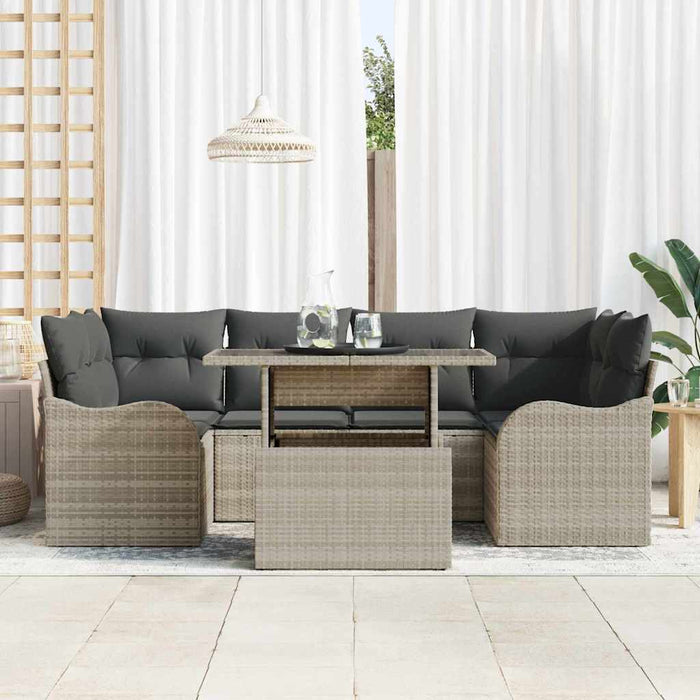 Set de canapele pentru grădină 7 pcs Gri deschis Rattan poli - WALTI WALTI