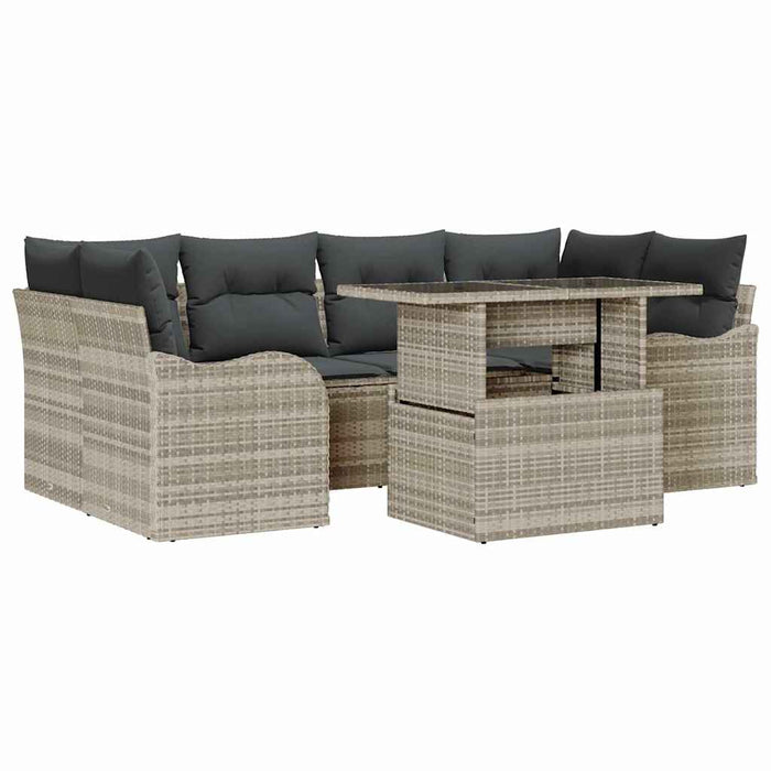 Set de canapele pentru grădină 7 pcs Gri deschis Rattan poli - WALTI WALTI