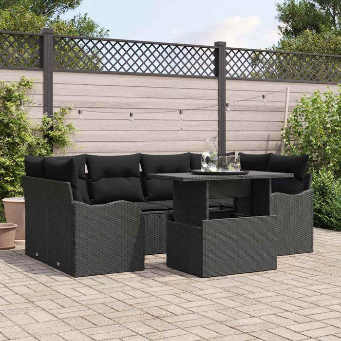 Set de canapele pentru grădină cu pernă 7 pcs Negru Rattan poli - WALTI WALTI