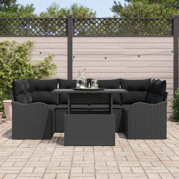 Set de canapele pentru grădină cu pernă 7 pcs Negru Rattan poli - WALTI WALTI