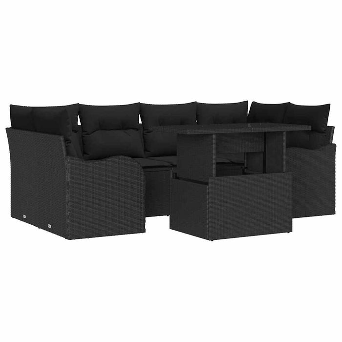 Set de canapele pentru grădină cu pernă 7 pcs Negru Rattan poli - WALTI WALTI