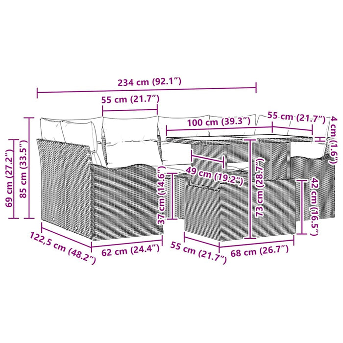 Set de canapele pentru grădină cu pernă 7 pcs Negru Rattan poli - WALTI WALTI