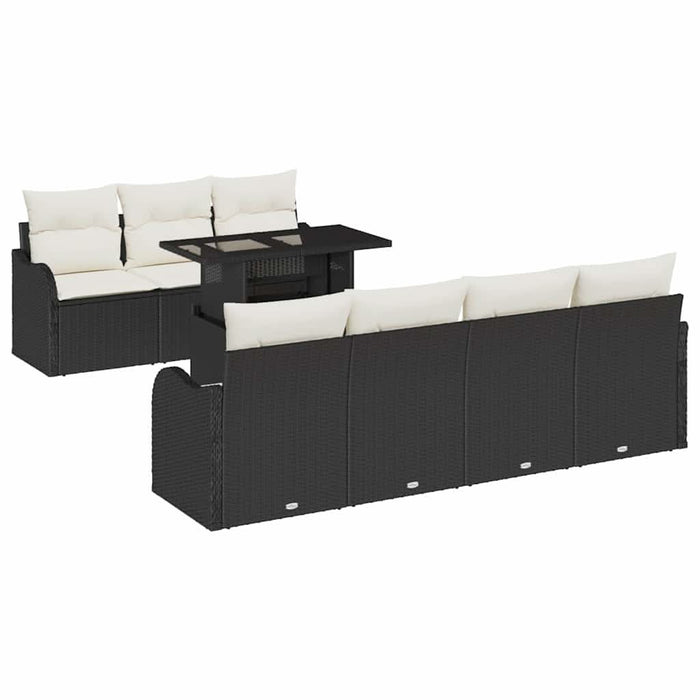 Set de canapele pentru grădină cu pernă 8 pcs Negru Rattan poli - WALTI WALTI