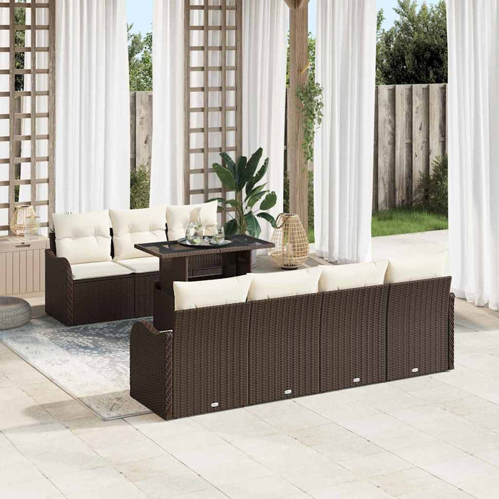 Set de canapele pentru grădină cu pernă 8 pcs Maro Rattan poli - WALTI WALTI