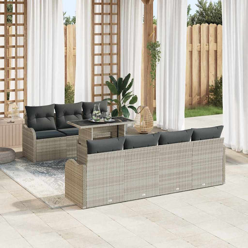 Set de canapele pentru grădină 8 pcs Gri deschis Rattan poli - WALTI WALTI
