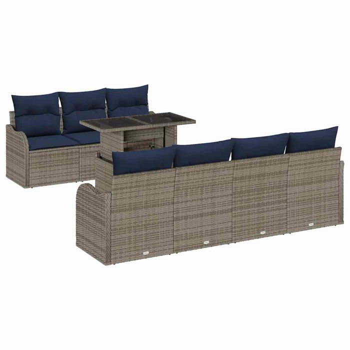 Set de canapele pentru grădină 8 buc. Gri poliratan WALTI