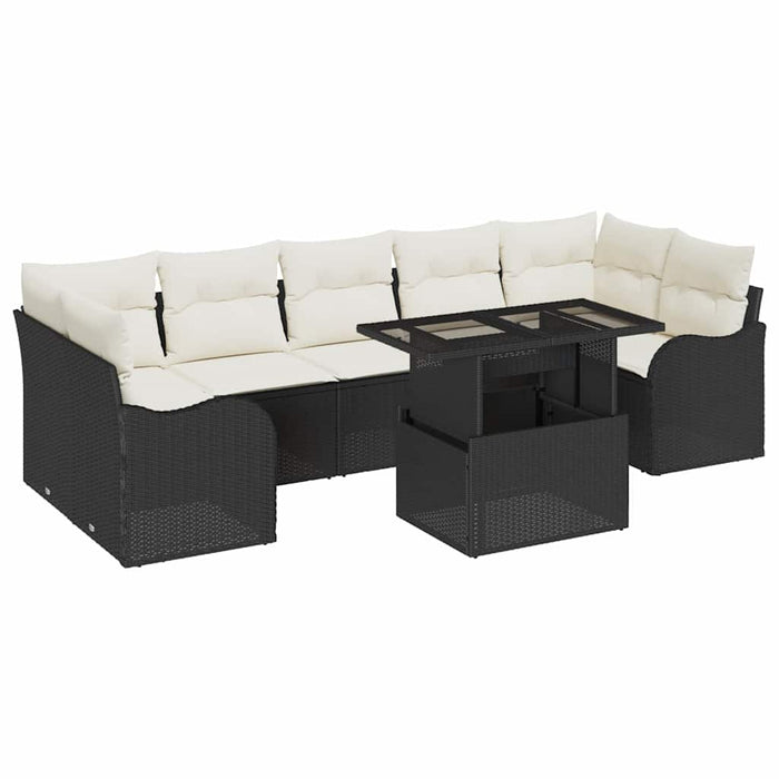 Set de canapele pentru grădină cu pernă 8 pcs Negru Rattan poli - WALTI WALTI