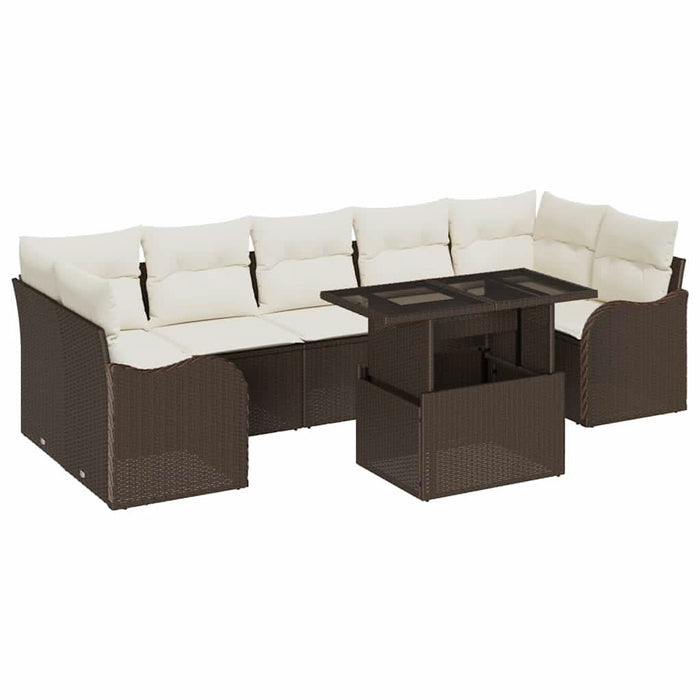 Set de canapele pentru grădină cu pernă 8 pcs Maro Rattan poli - WALTI WALTI