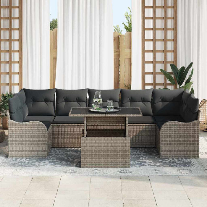 Set de canapele pentru grădină cu pernă 8 pcs Gri Rattan poli - WALTI WALTI