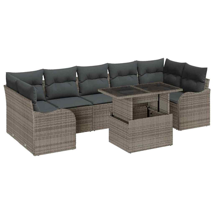Set de canapele pentru grădină cu pernă 8 pcs Gri Rattan poli - WALTI WALTI