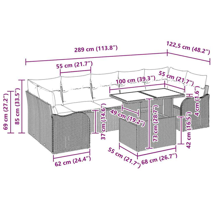 Set de canapele pentru grădină cu pernă 8 pcs Gri Rattan poli - WALTI WALTI