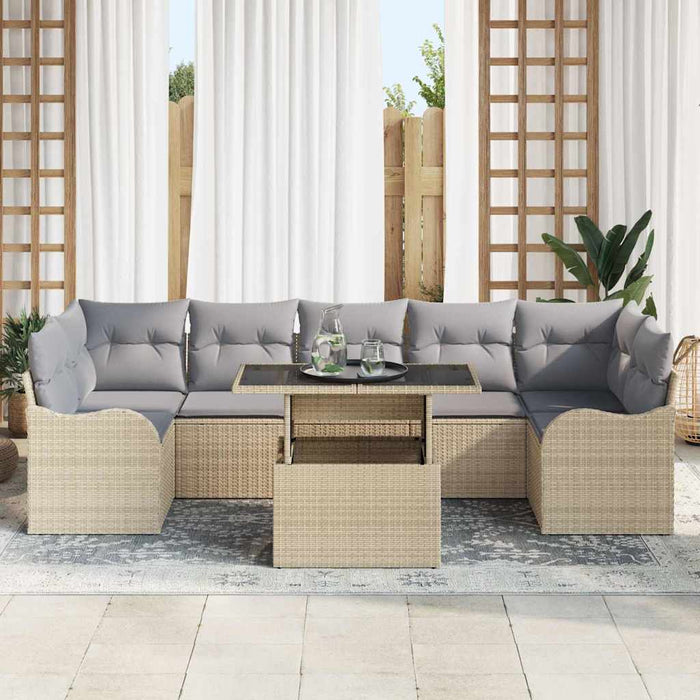 Set de canapele pentru grădină cu pernă 8 pcs Bej Rattan poli - WALTI WALTI