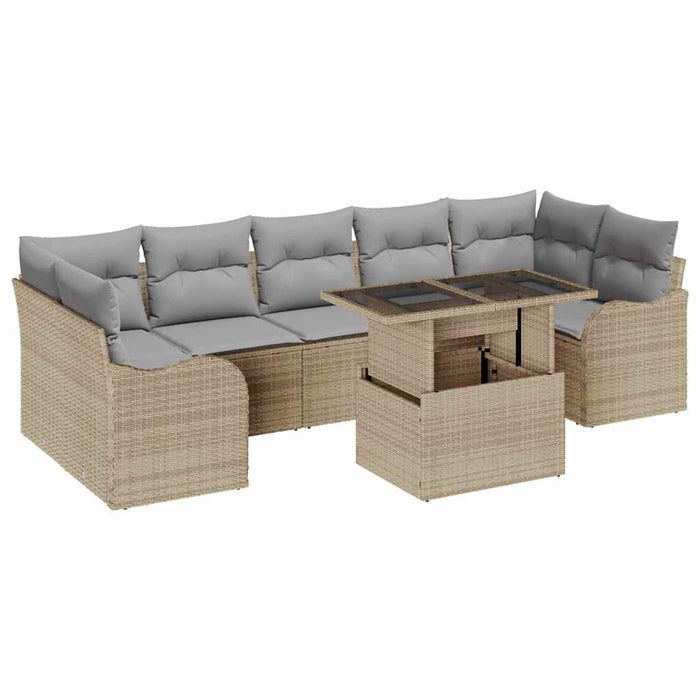 Set de canapele pentru grădină cu pernă 8 pcs Bej Rattan poli - WALTI WALTI