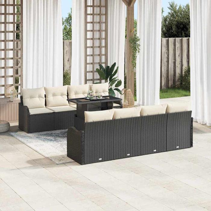 Set de canapele pentru grădină cu pernă 7 pcs Negru Rattan poli - WALTI WALTI