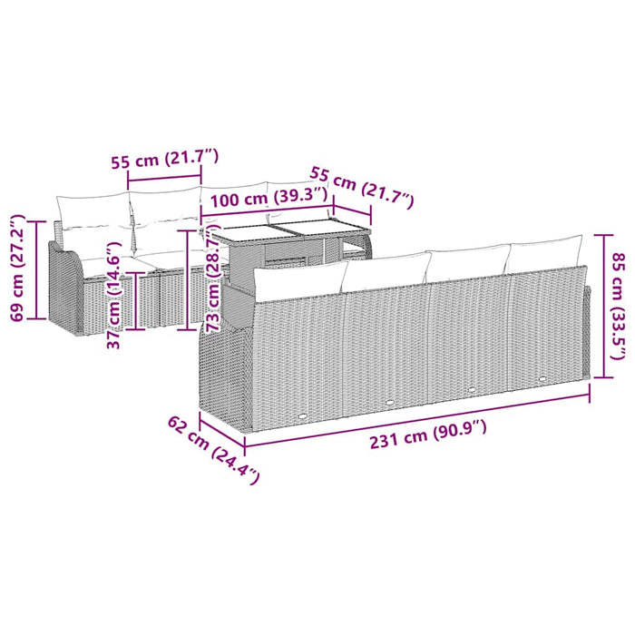 Set de canapele pentru grădină cu pernă 7 pcs Bej Rattan poli - WALTI WALTI