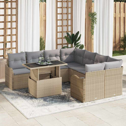 Set de canapele pentru grădină cu pernă 9 pcs Bej Rattan poli - WALTI WALTI