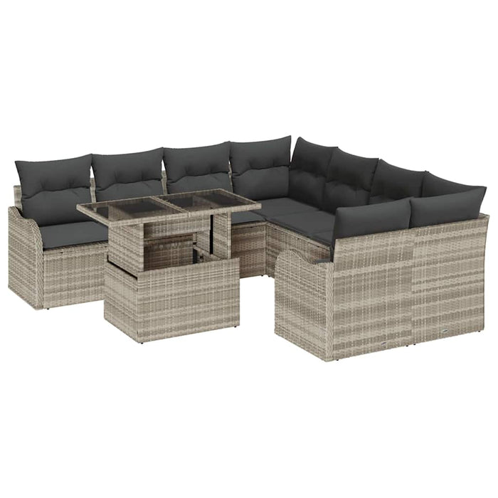 Set de canapele pentru grădină 9 pcs Gri deschis Rattan poli - WALTI WALTI