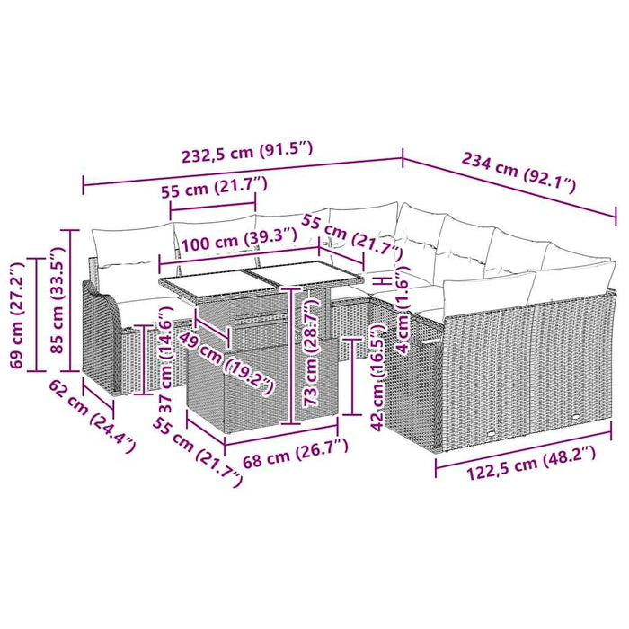 Set de canapele pentru grădină 9 pcs Gri deschis Rattan poli - WALTI WALTI
