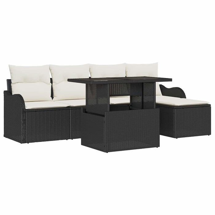 Set de canapele pentru grădină cu pernă 6 pcs Negru Rattan poli - WALTI WALTI