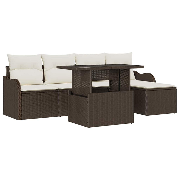 Set de canapele pentru grădină cu pernă 6 pcs Maro Rattan poli - WALTI WALTI