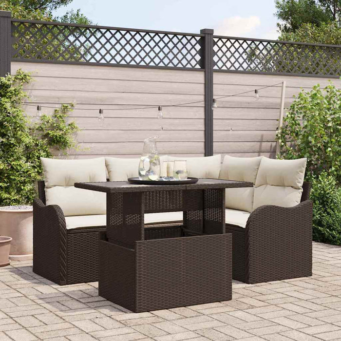 Set de canapele pentru grădină cu pernă 5 pcs Maro Rattan poli - WALTI WALTI