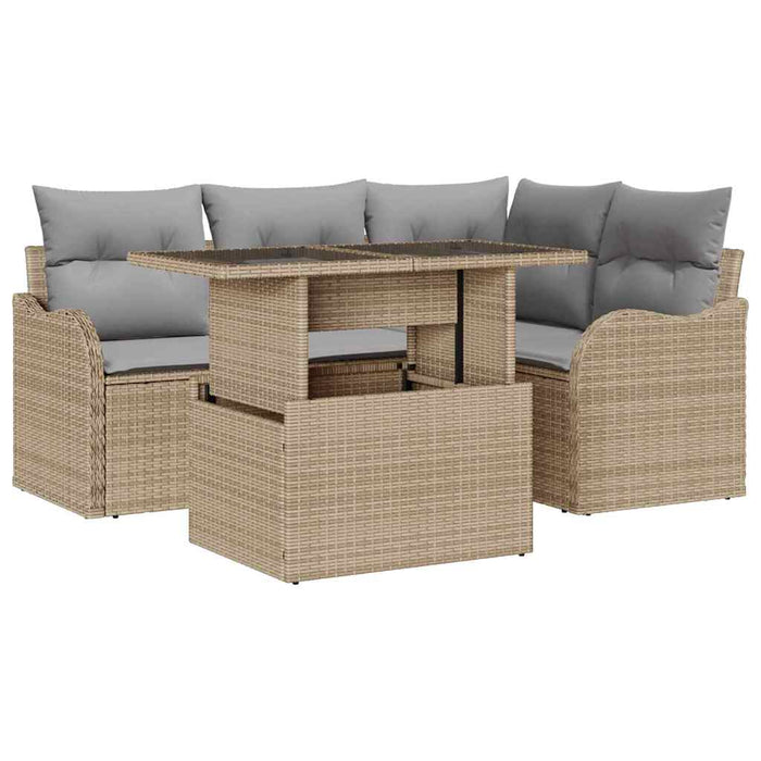 Set de canapele pentru grădină cu pernă 5 pcs Bej Rattan poli - WALTI WALTI