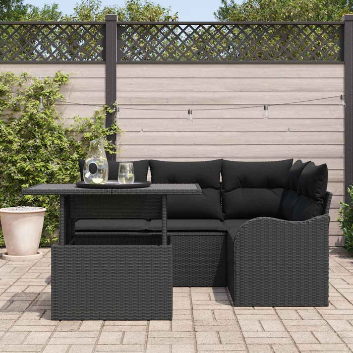 Set de canapele pentru grădină cu pernă 5 pcs Negru Rattan poli - WALTI WALTI