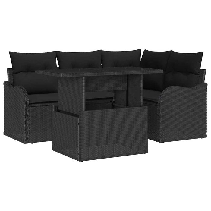 Set de canapele pentru grădină cu pernă 5 pcs Negru Rattan poli - WALTI WALTI