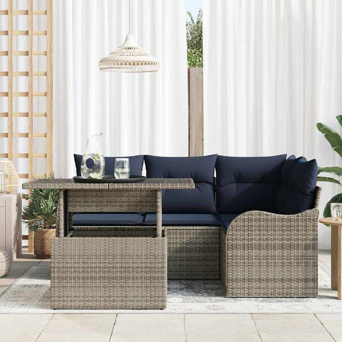 Set dining pentru exterior 5 buc. Gri Rattan poli - WALTI WALTI