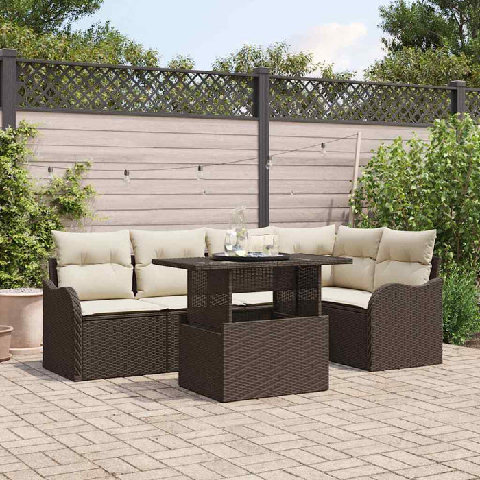 Set de canapele pentru grădină cu pernă 6 pcs Maro Rattan poli - WALTI WALTI