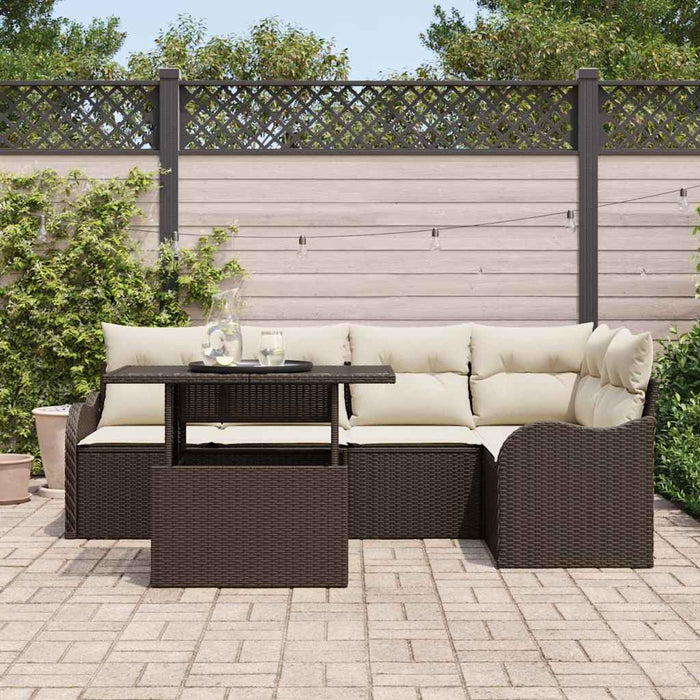 Set de canapele pentru grădină cu pernă 6 pcs Maro Rattan poli - WALTI WALTI