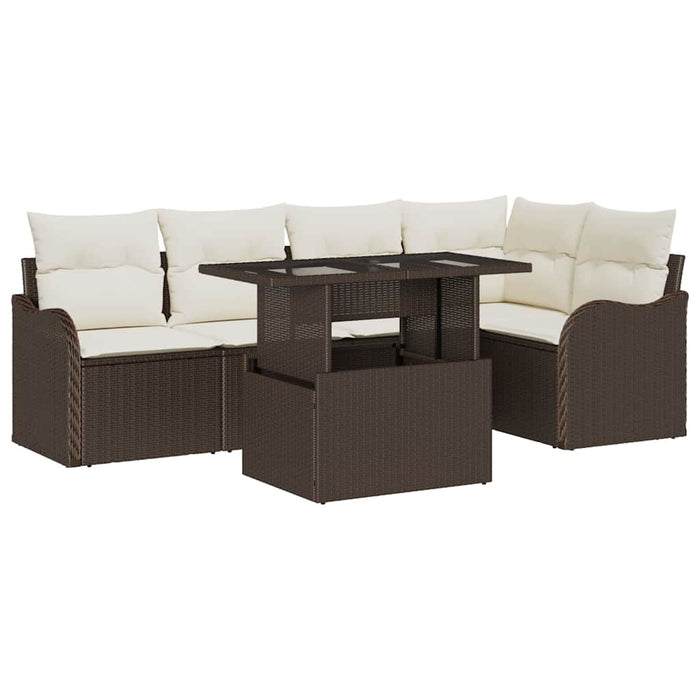 Set de canapele pentru grădină cu pernă 6 pcs Maro Rattan poli - WALTI WALTI