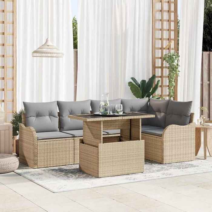 Set de canapele pentru grădină cu pernă 6 pcs Bej Rattan poli - WALTI WALTI