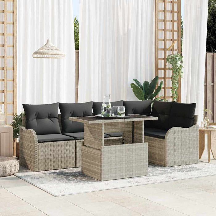 Set de canapele pentru grădină 6 pcs Gri deschis Rattan poli - WALTI WALTI