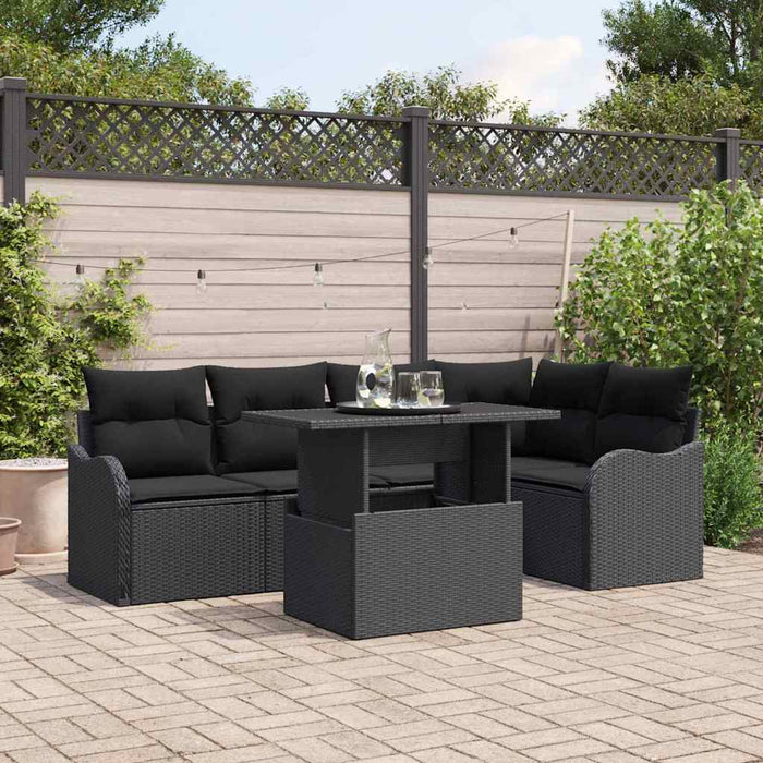Set de canapele pentru grădină cu pernă 6 pcs Negru Rattan poli - WALTI WALTI