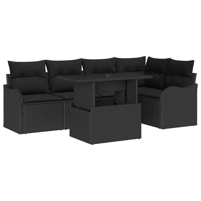 Set de canapele pentru grădină cu pernă 6 pcs Negru Rattan poli - WALTI WALTI