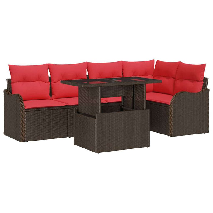Set de dining cu pernă 6 pcs Maro Rattan poli WALTI