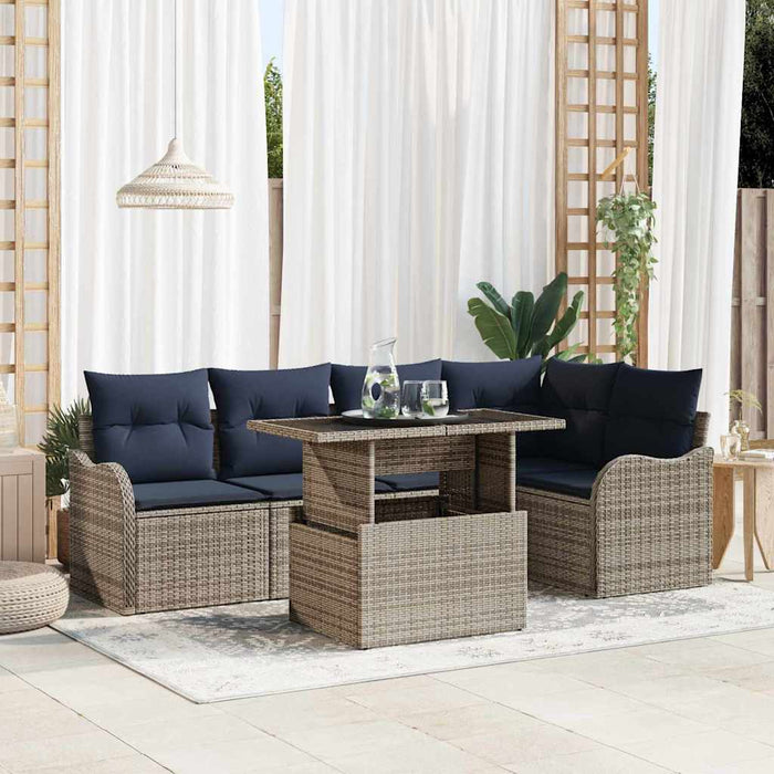 Set de dining 6 buc. Gri Rattan poli WALTI