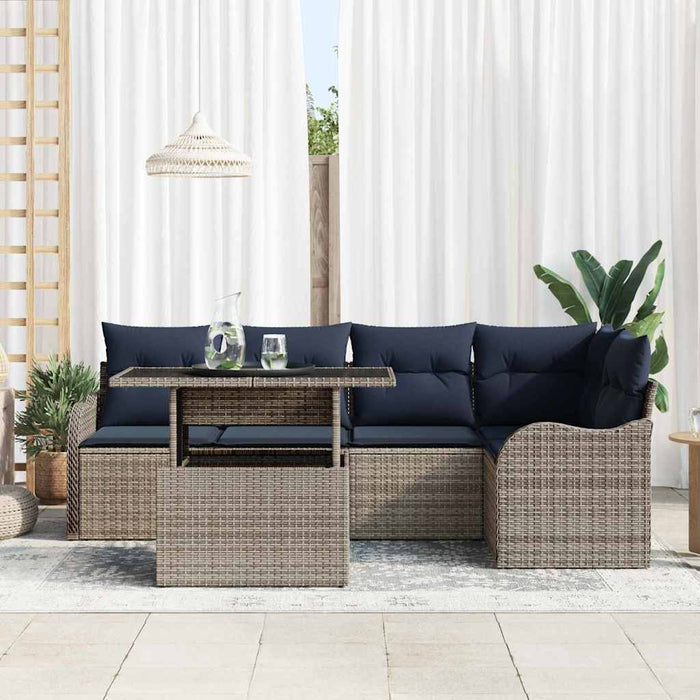 Set de dining 6 buc. Gri Rattan poli WALTI