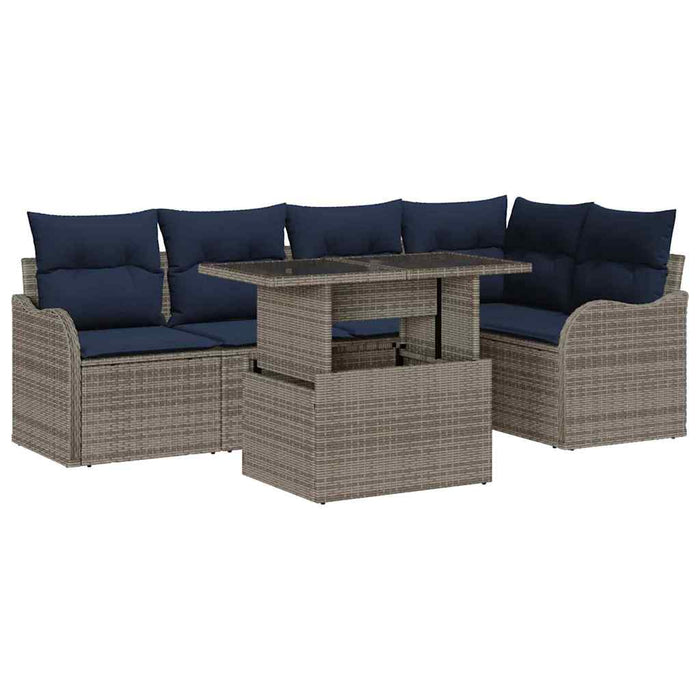Set de dining 6 buc. Gri Rattan poli WALTI