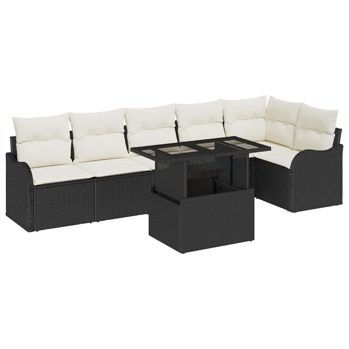 Set de canapele pentru grădină cu pernă 7 pcs Negru Rattan poli - WALTI WALTI