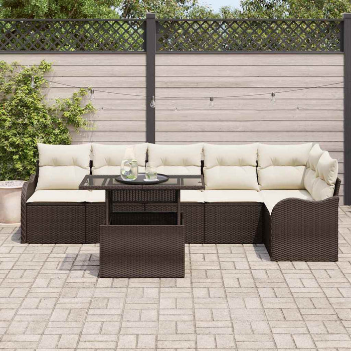 Set de canapele pentru grădină cu pernă 7 pcs Maro Rattan poli - WALTI WALTI