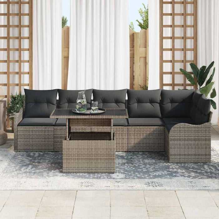 Set de canapele pentru grădină cu pernă 7 pcs Gri Rattan poli - WALTI WALTI
