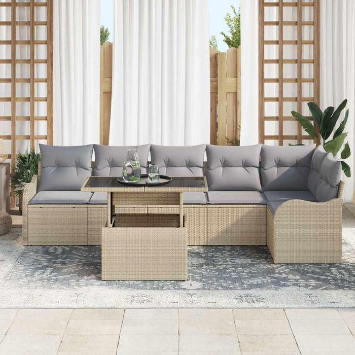 Set de canapele pentru grădină cu pernă 7 pcs Bej Rattan poli - WALTI WALTI