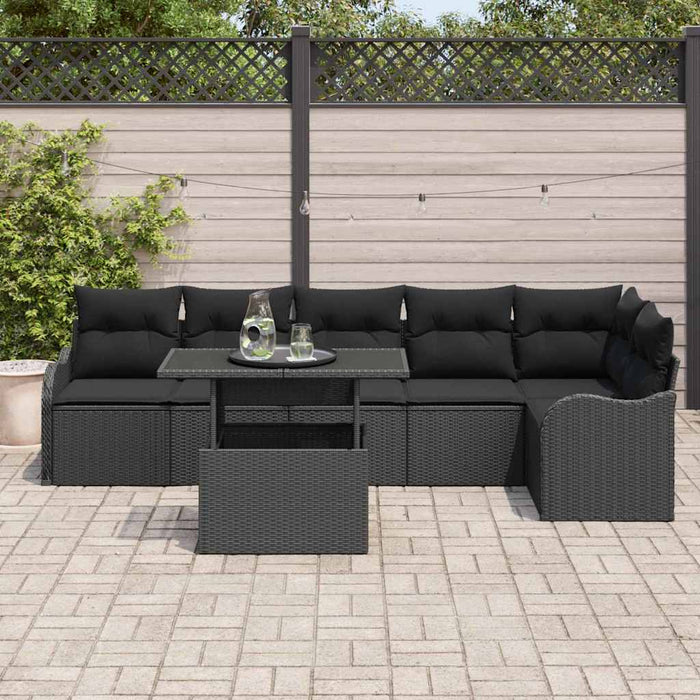 Set de canapele pentru grădină cu pernă 7 pcs Negru Rattan poli - WALTI WALTI