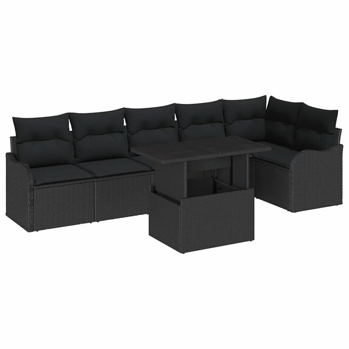 Set de canapele pentru grădină cu pernă 7 pcs Negru Rattan poli - WALTI WALTI
