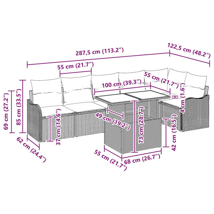 Set de canapele pentru grădină cu pernă 7 pcs Negru Rattan poli - WALTI WALTI