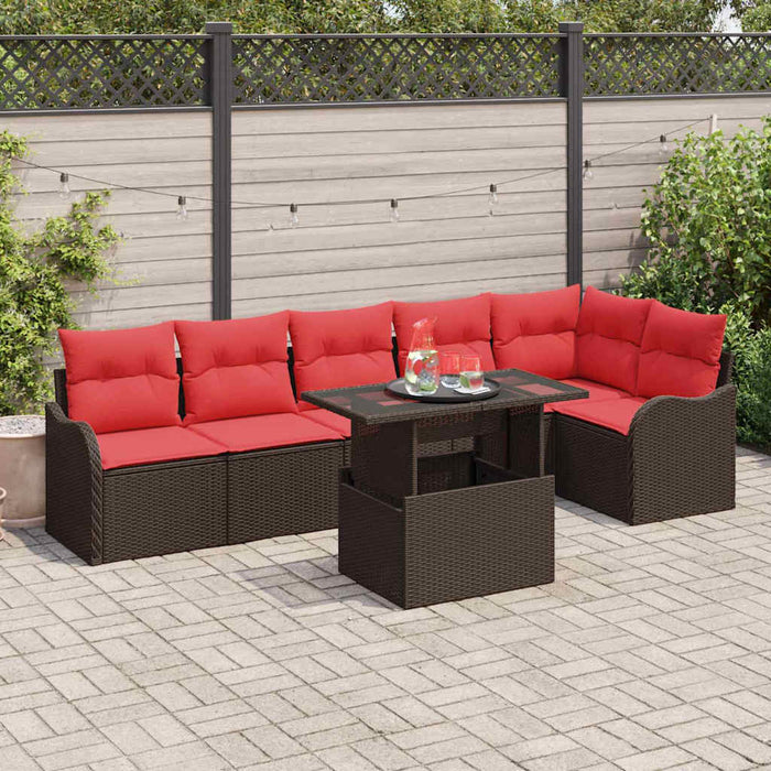 Set de canapele pentru grădină cu pernă 7 pcs Maro poliratan WALTI
