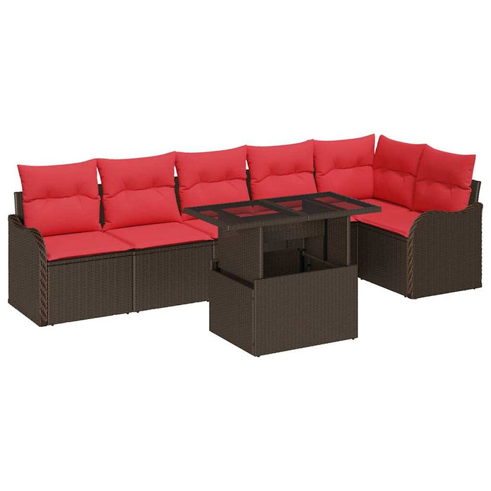 Set de canapele pentru grădină cu pernă 7 pcs Maro poliratan WALTI