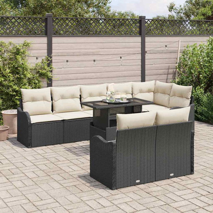 Set de canapele pentru grădină cu pernă 9 pcs Negru Rattan poli - WALTI WALTI